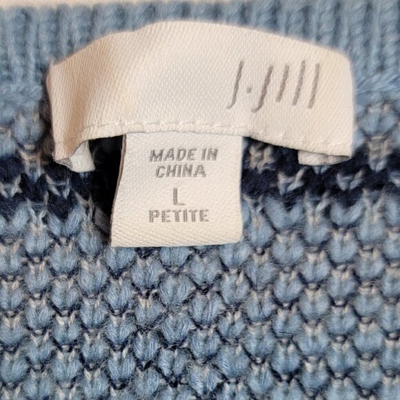 J Jill Plaid Crew Neck Oversized Sweater Cotton Relaxed Fit - sz L Petite - Picture 4 of 6